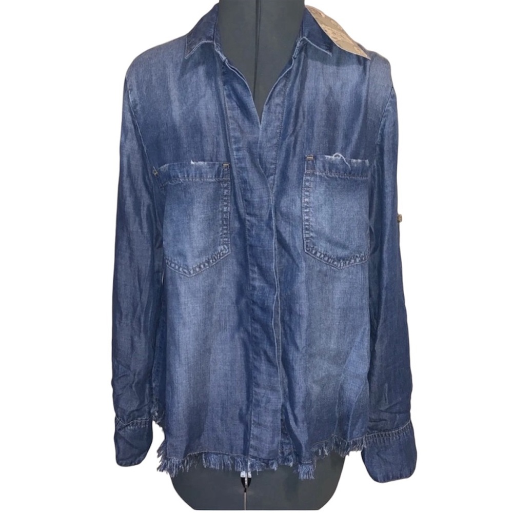 NWT Chelsea & Violet chambray lightweight denim top blouse shirt size XS
